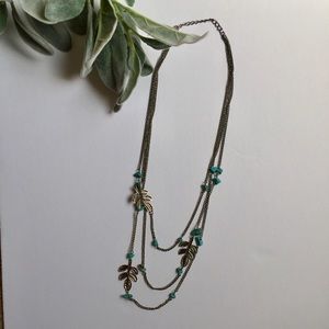 ♥️Dainty gold layered necklace turquoise stone